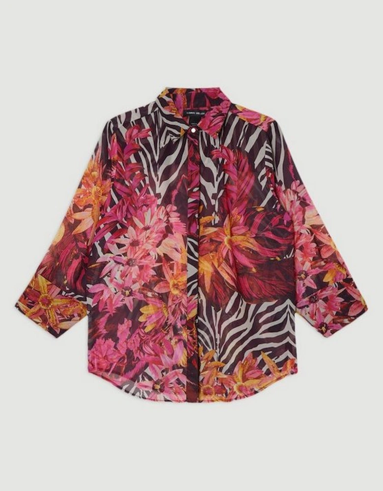 Beach Tropical Viscose Georgette Beach Shirt