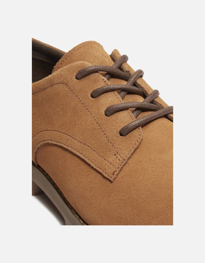 Britton Square Suede Lace Up Shoes - Brown