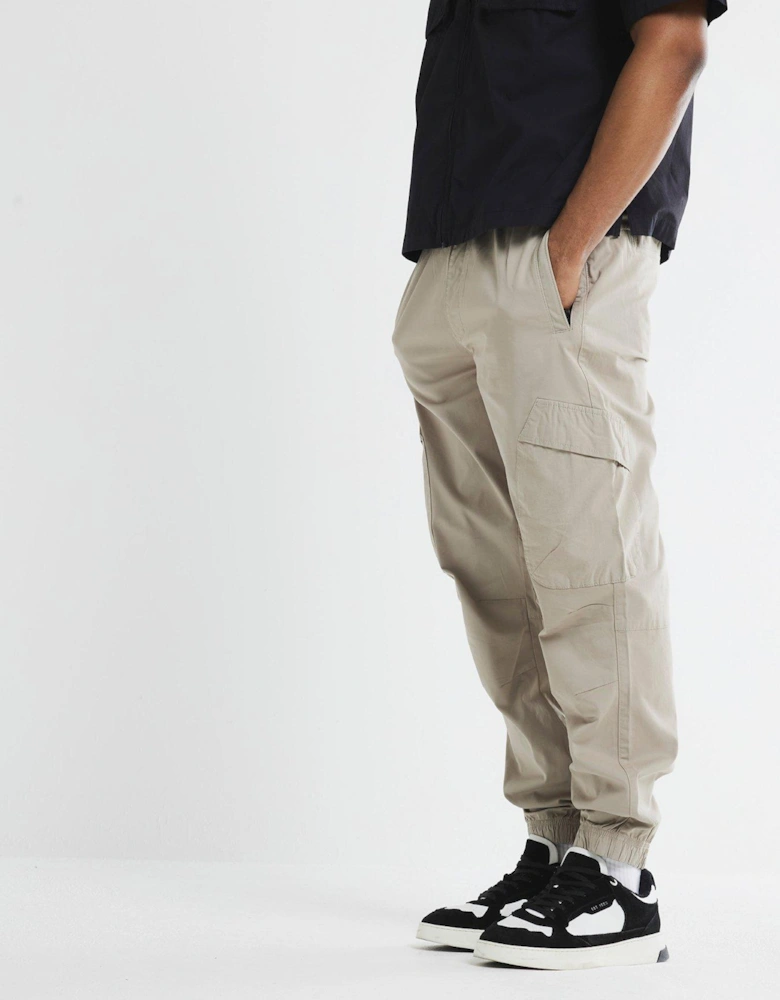 Regular Fit Cuffed Cargo Trousers - Natural