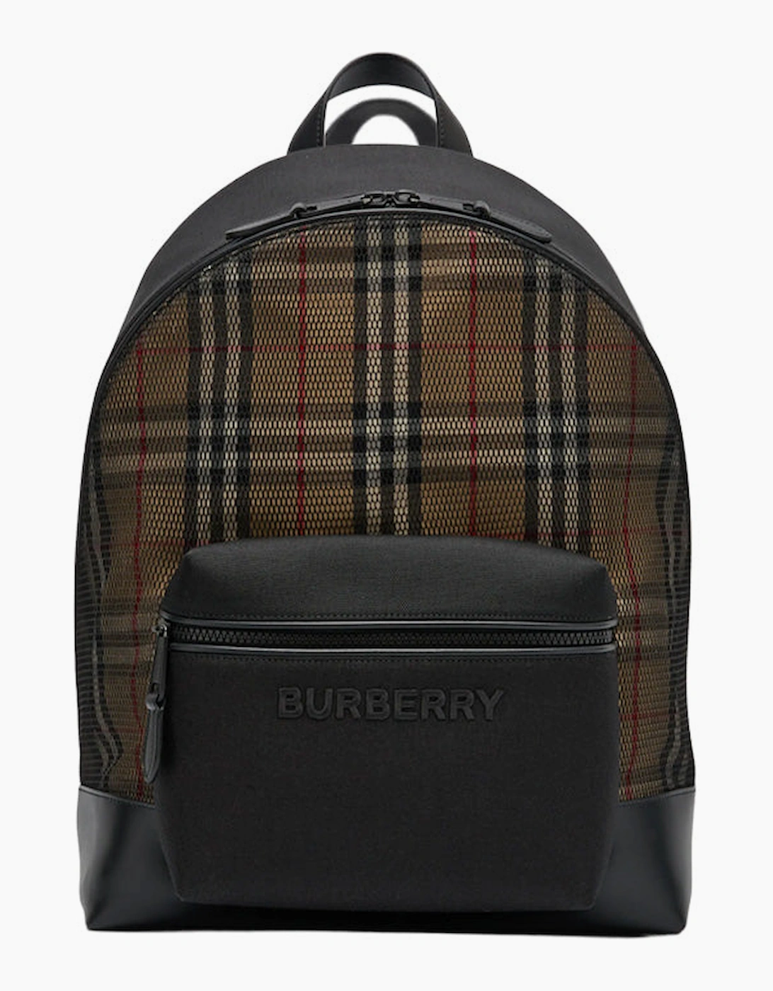 Men's Burberry Mesh Checkered Backpack in Beige - Cream/Brown - Size: ONE size