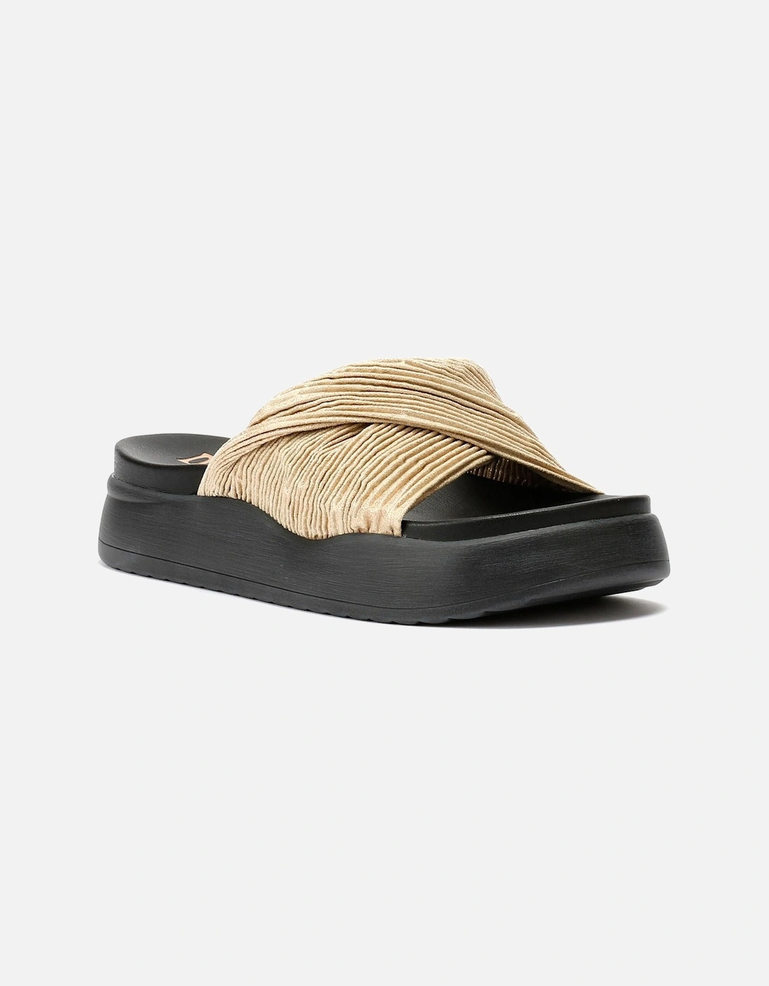 Gabbro Pleated Satin Women's Gold Sandals