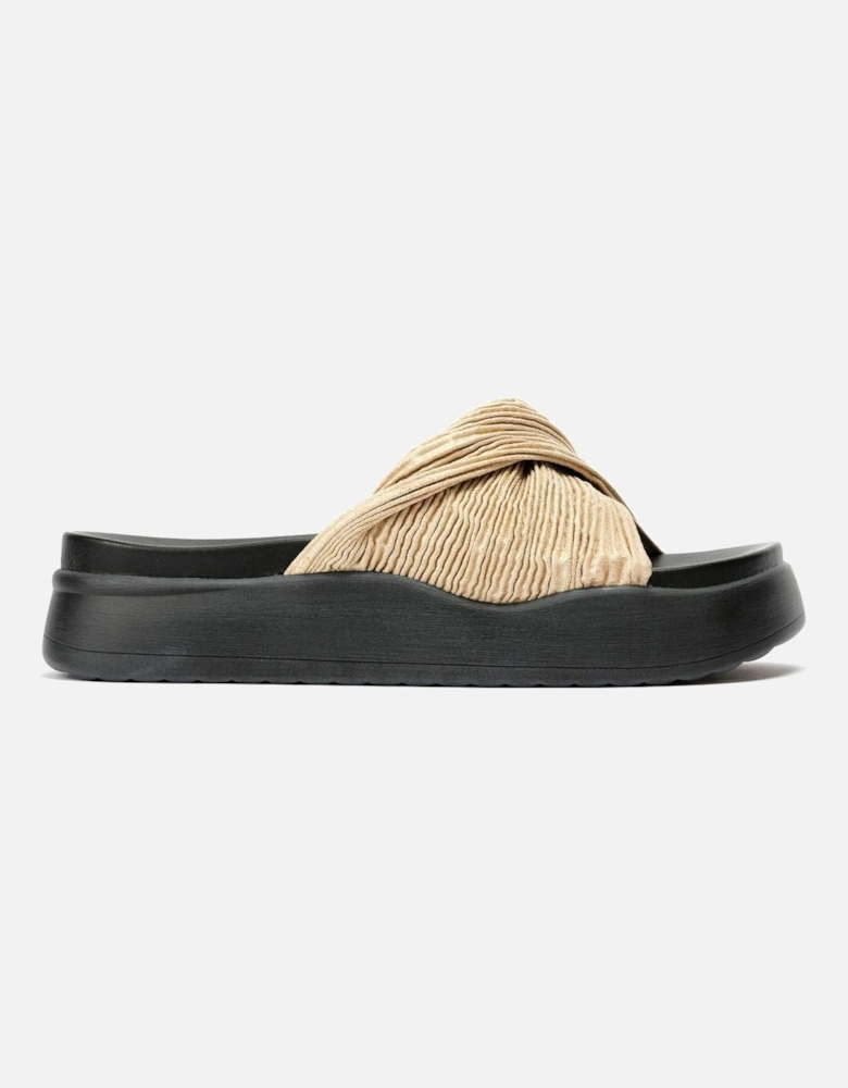 Gabbro Pleated Satin Women's Gold Sandals