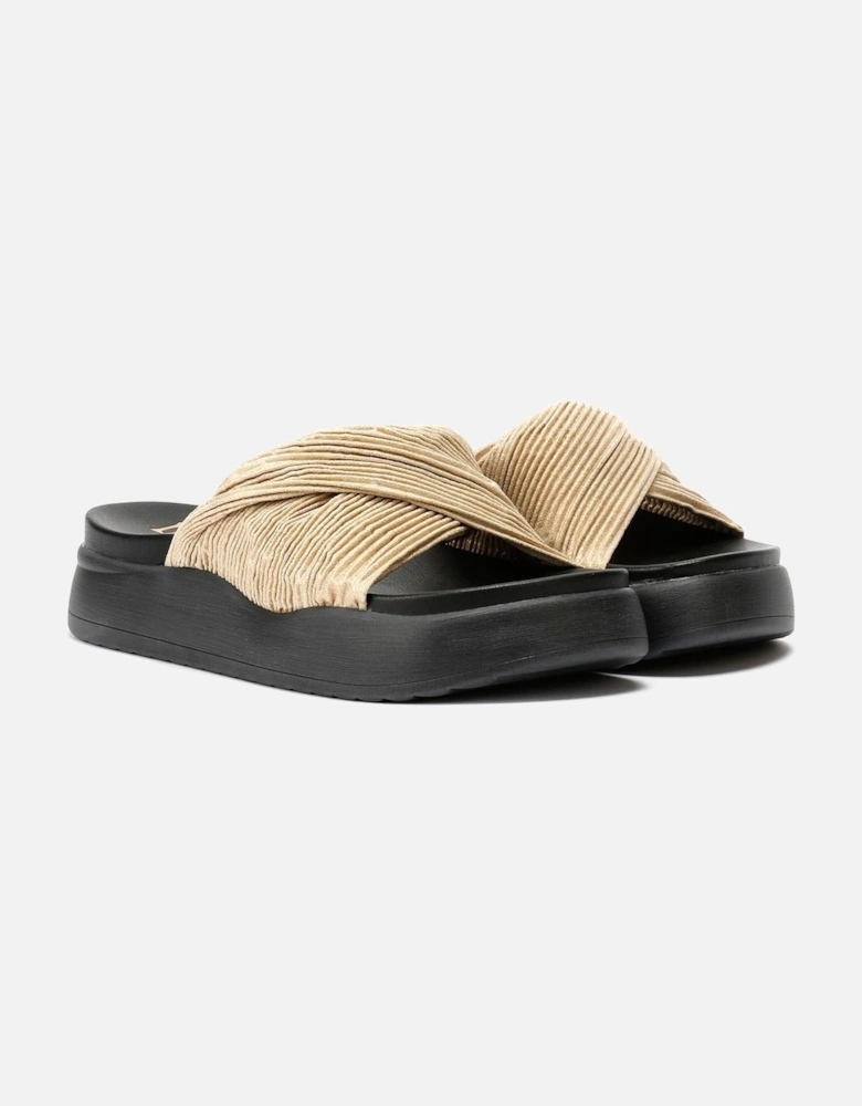 Gabbro Pleated Satin Women's Gold Sandals
