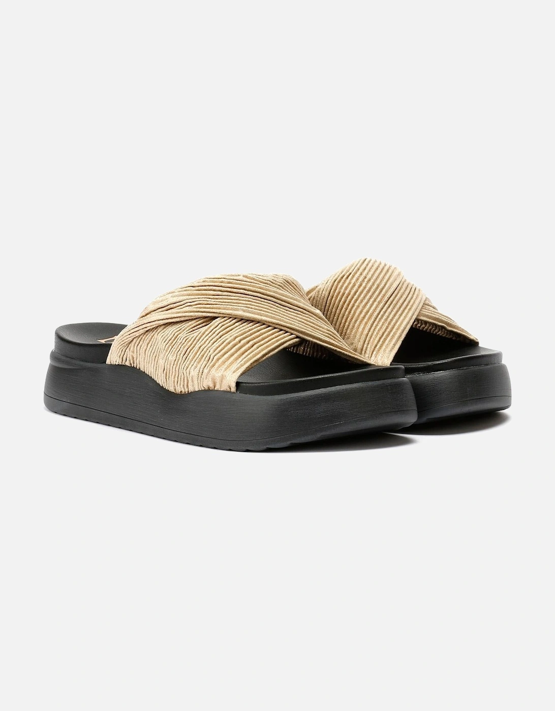 Gabbro Pleated Satin Women's Gold Sandals, 9 of 8