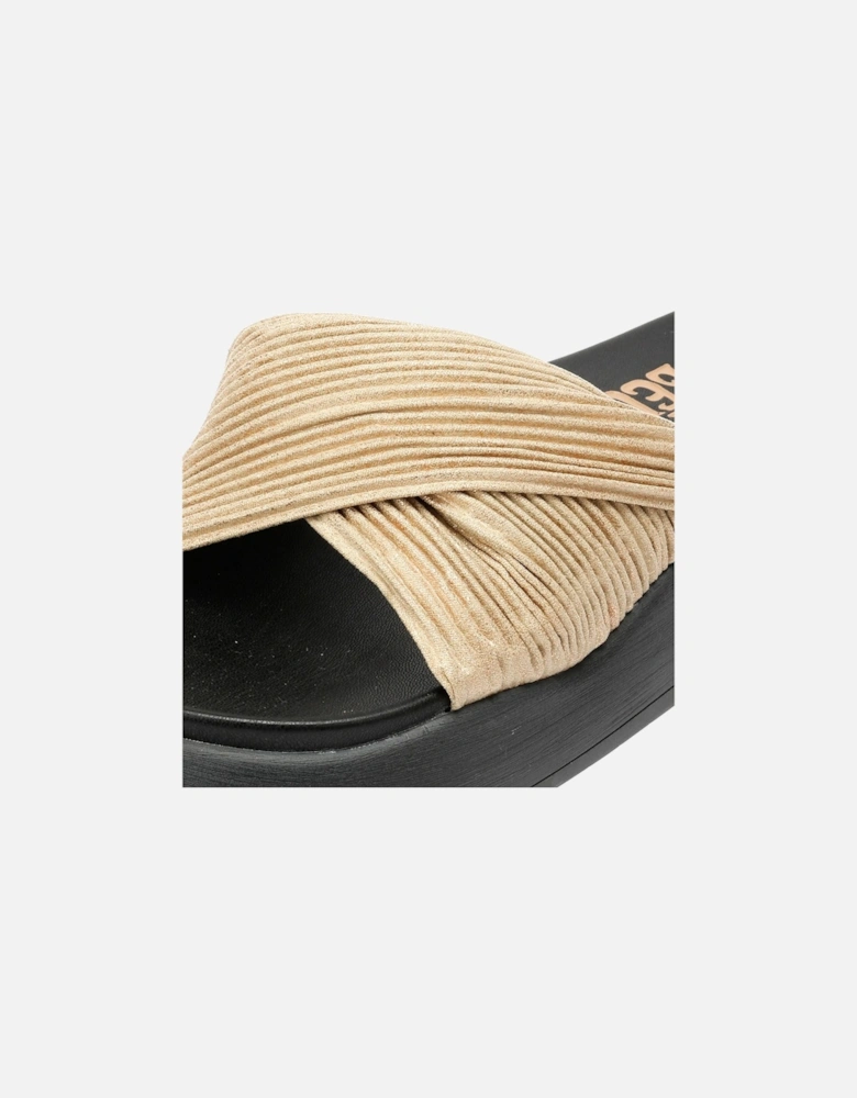 Gabbro Pleated Satin Women's Gold Sandals