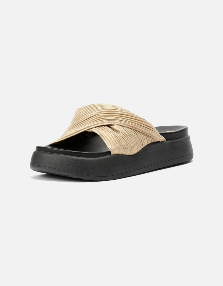 Gabbro Pleated Satin Women's Gold Sandals