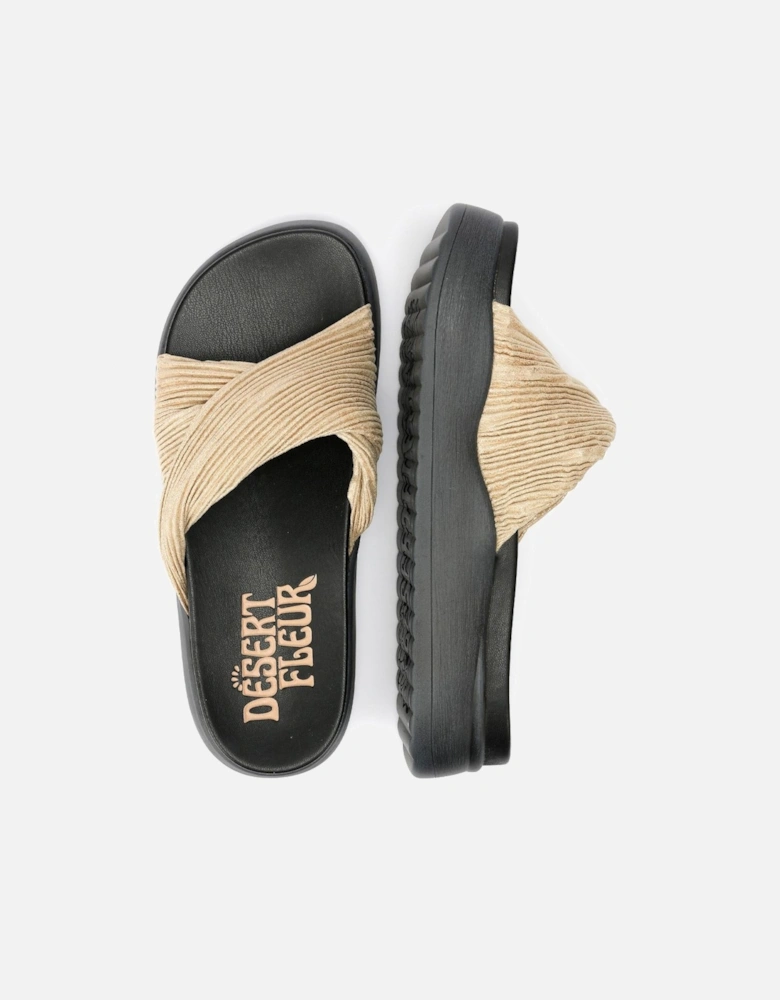 Gabbro Pleated Satin Women's Gold Sandals