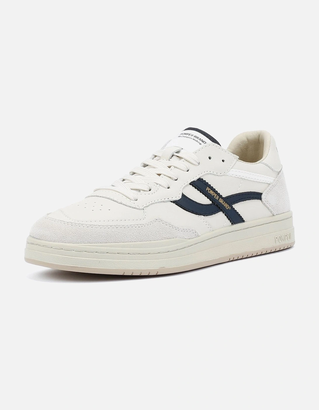 Elan Leather Men's Ecru/Navy Trainers