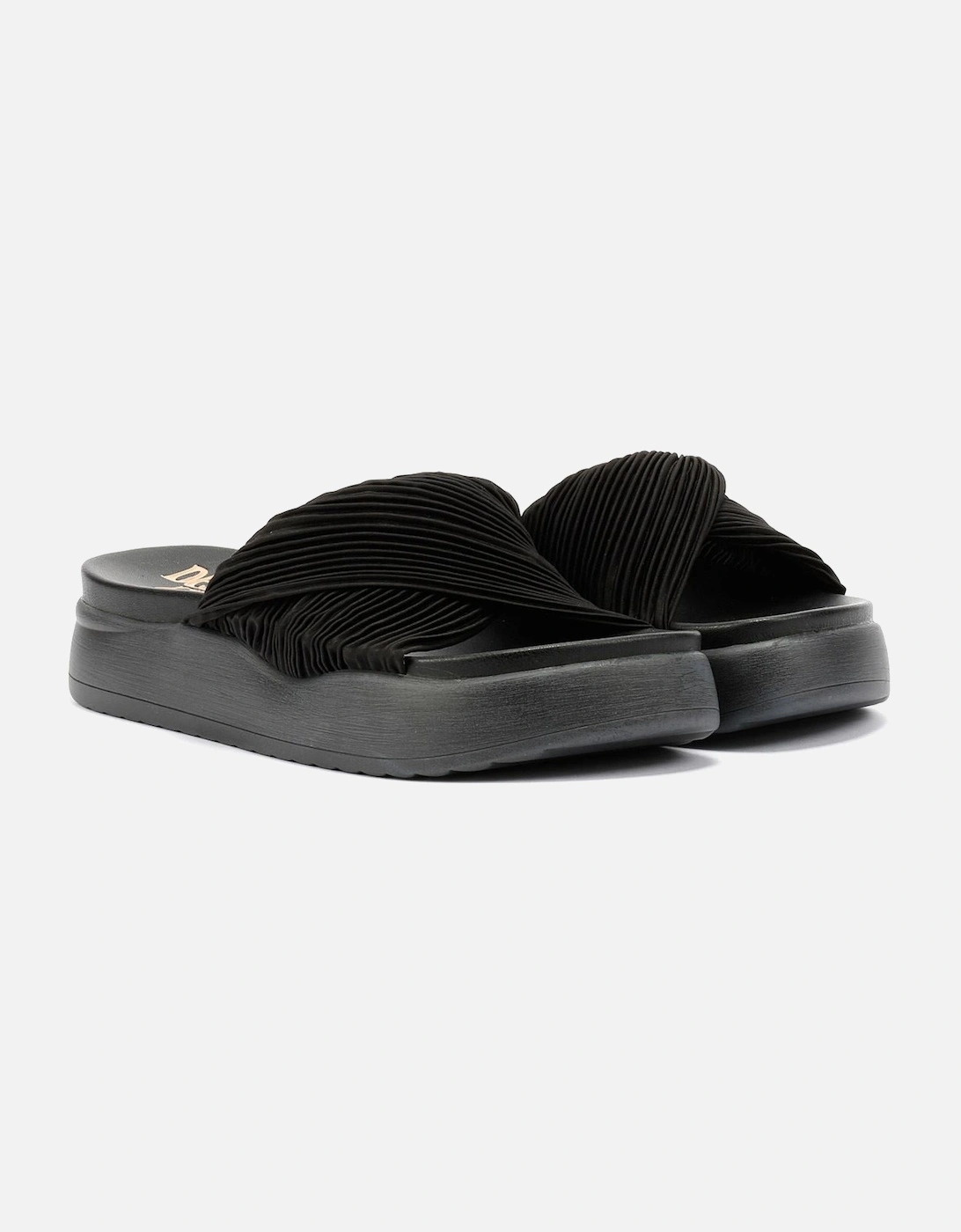 Gabbro Pleated Satin Women's Black Sandals, 9 of 8
