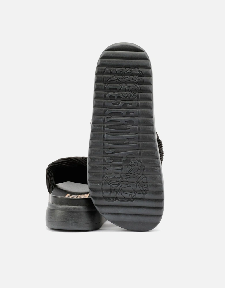 Gabbro Pleated Satin Women's Black Sandals