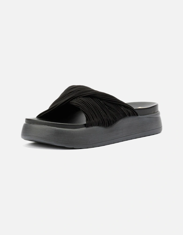 Gabbro Pleated Satin Women's Black Sandals