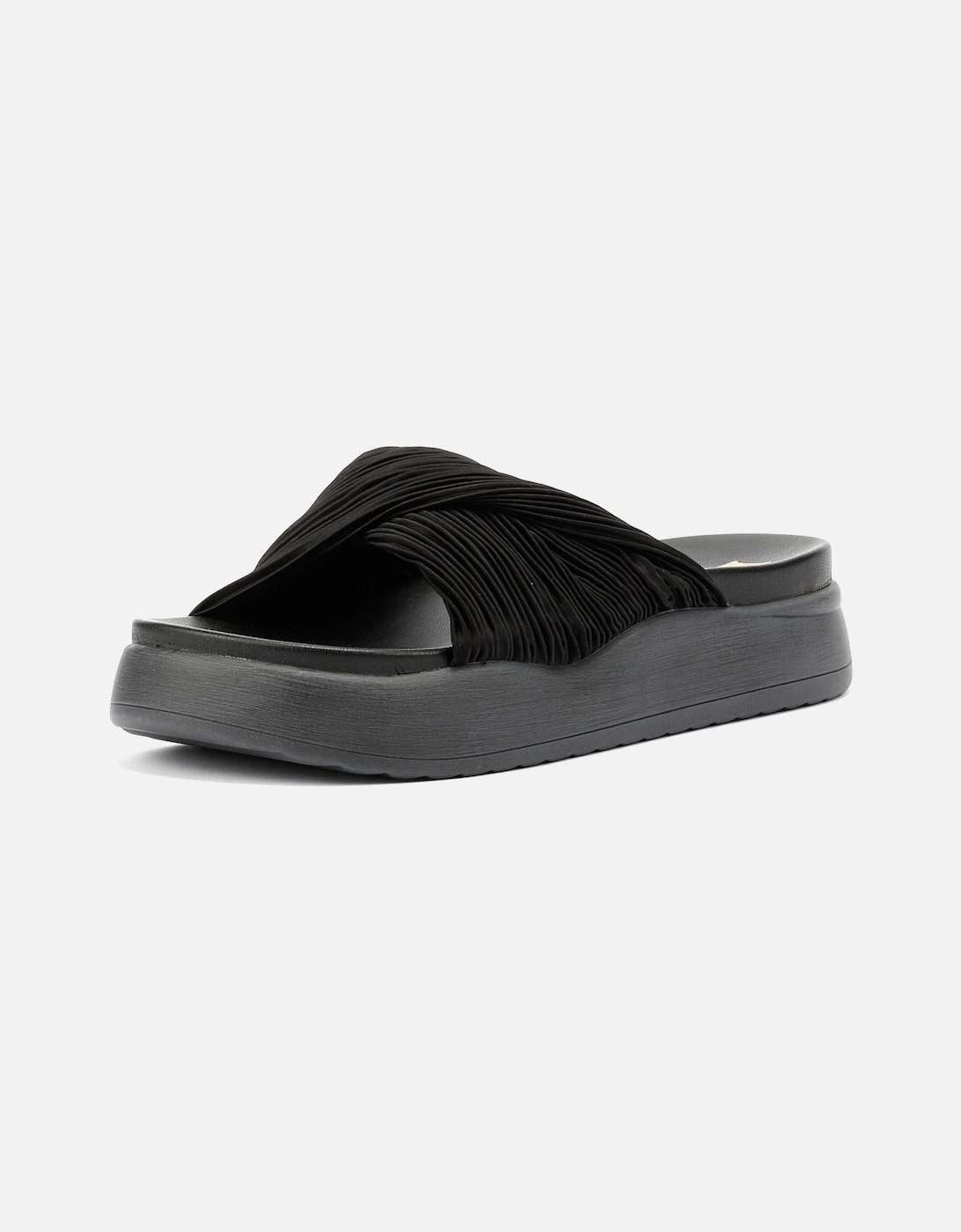 Gabbro Pleated Satin Women's Black Sandals