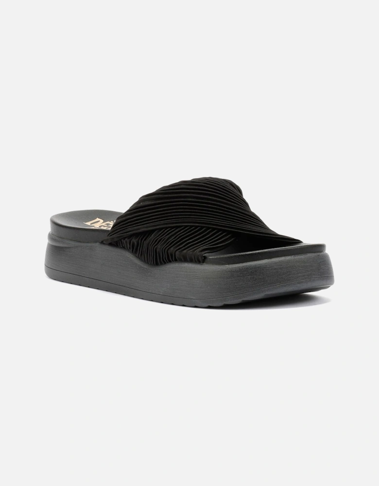 Gabbro Pleated Satin Women's Black Sandals