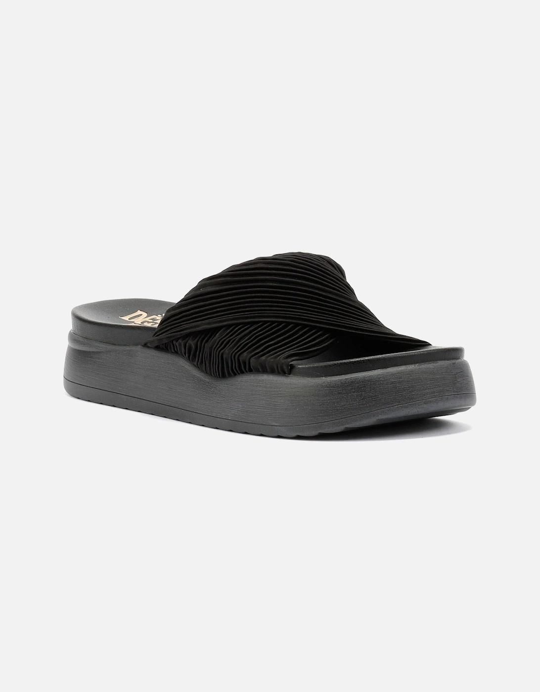 Gabbro Pleated Satin Women's Black Sandals