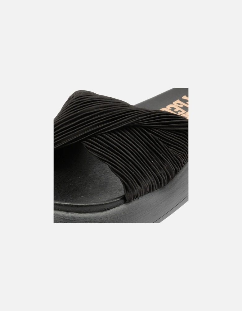 Gabbro Pleated Satin Women's Black Sandals