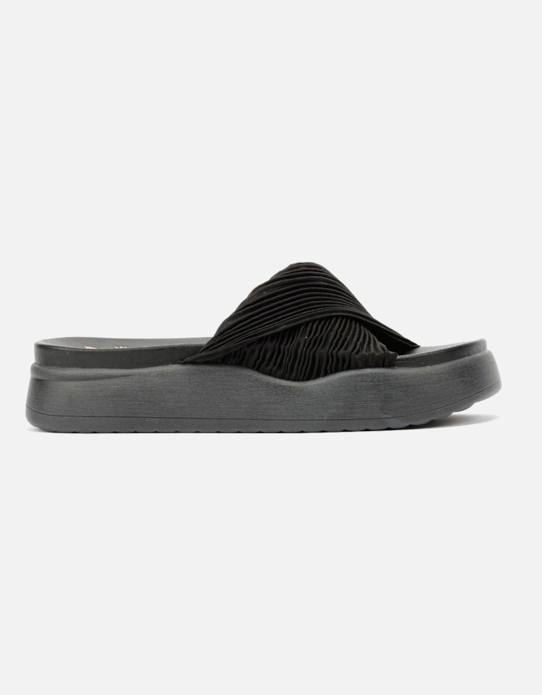 Gabbro Pleated Satin Women's Black Sandals