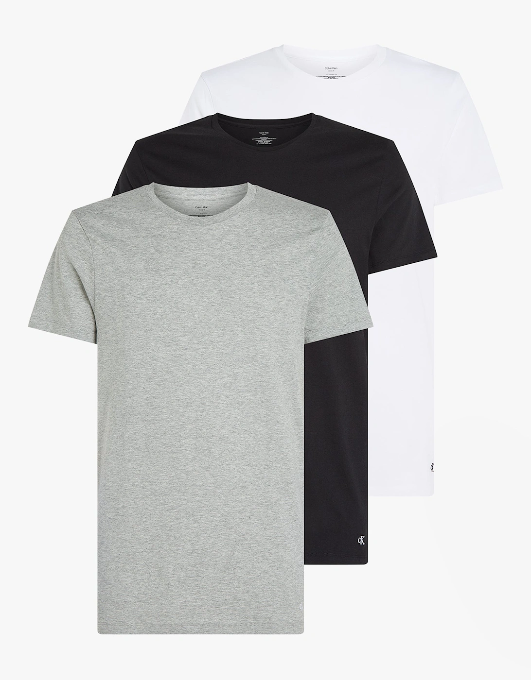 Calvin Klein Men's Multi 100% Cotton 3 Pack T-Shirts Black/Grey Heather/White Small