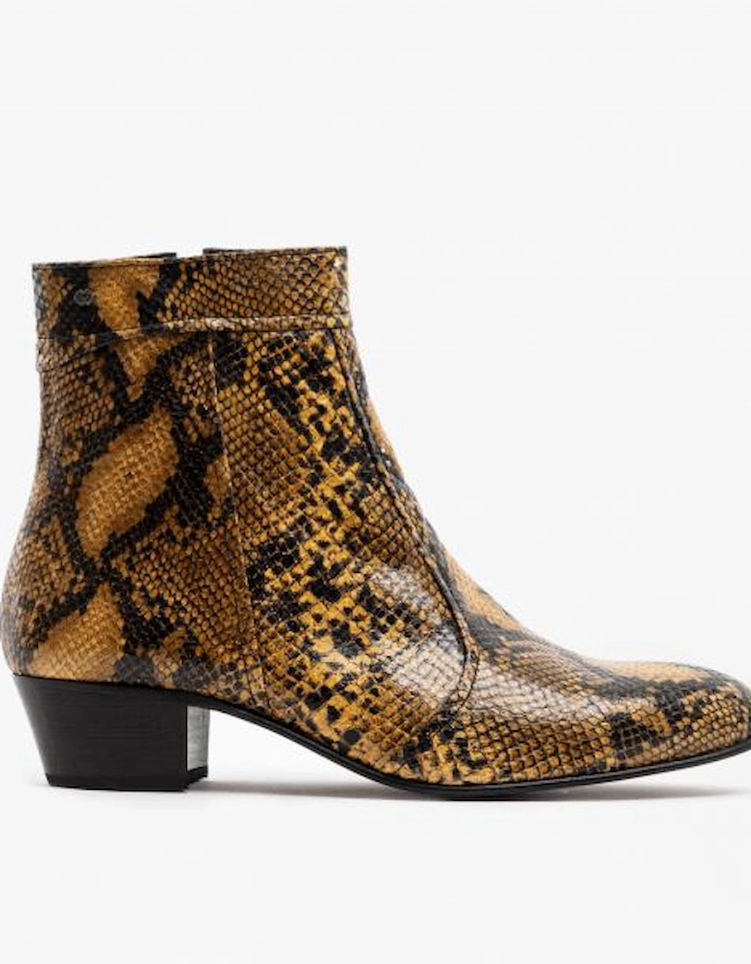EMMANUEL Mens Snakeprint Leather Cuban Heel Boots Amarillo, 13 of 12