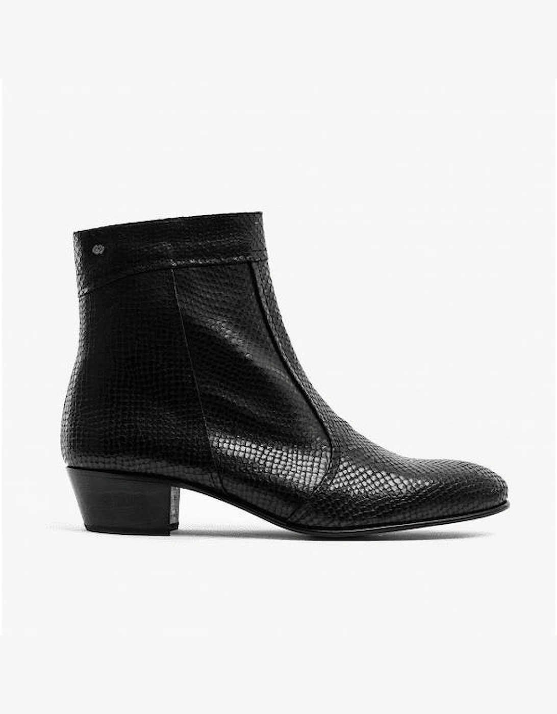 Club Cubano Men's Club Cubano EMMANUEL Mens Snakeprint Leather Cuban Heel Boots Black