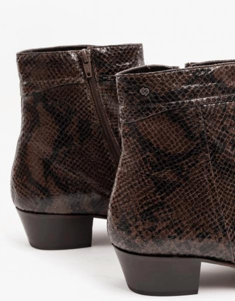 EMMANUEL Mens Snakeprint Leather Cuban Heel Boots Vison
