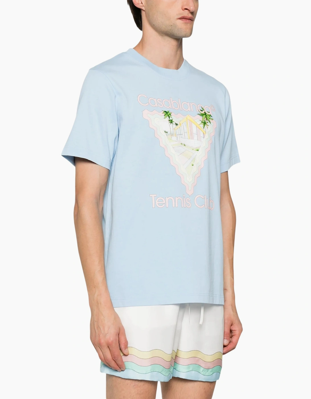 Casablanca Men's CASABLANCA Mens T Shirt MAISON DE REVE Printed Summer Crew Neck Tee - Blue