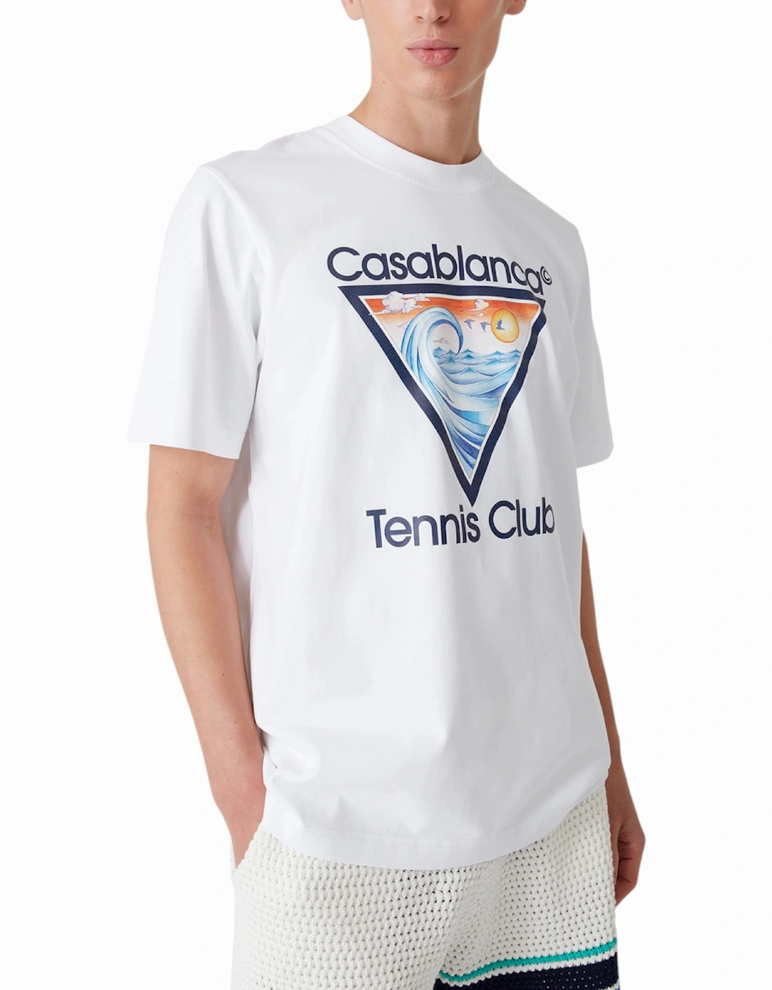 Mens T Shirts Tennis Club Crew Neck Printed Wave EX Beach Club Top, 6 of 5