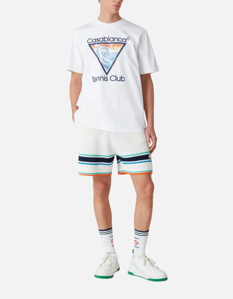 Mens T Shirts Tennis Club Crew Neck Printed Wave EX Beach Club Top