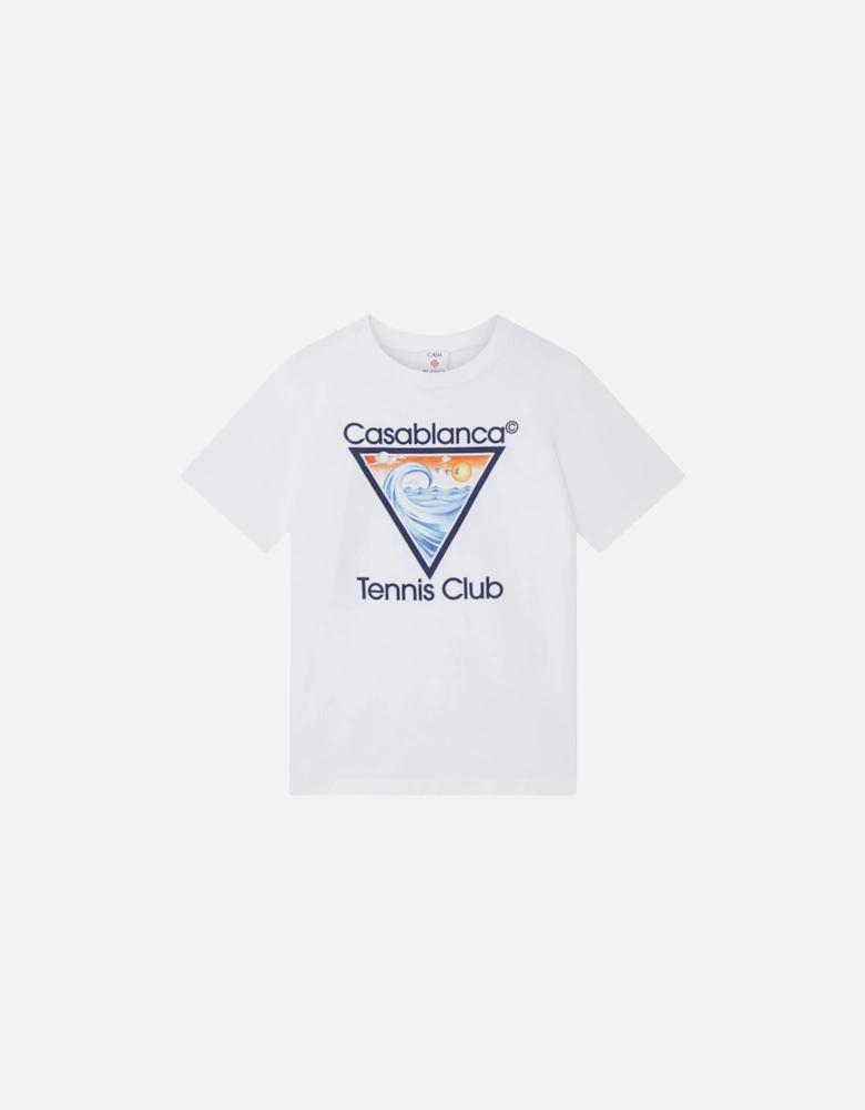 Mens T Shirts Tennis Club Crew Neck Printed Wave EX Beach Club Top