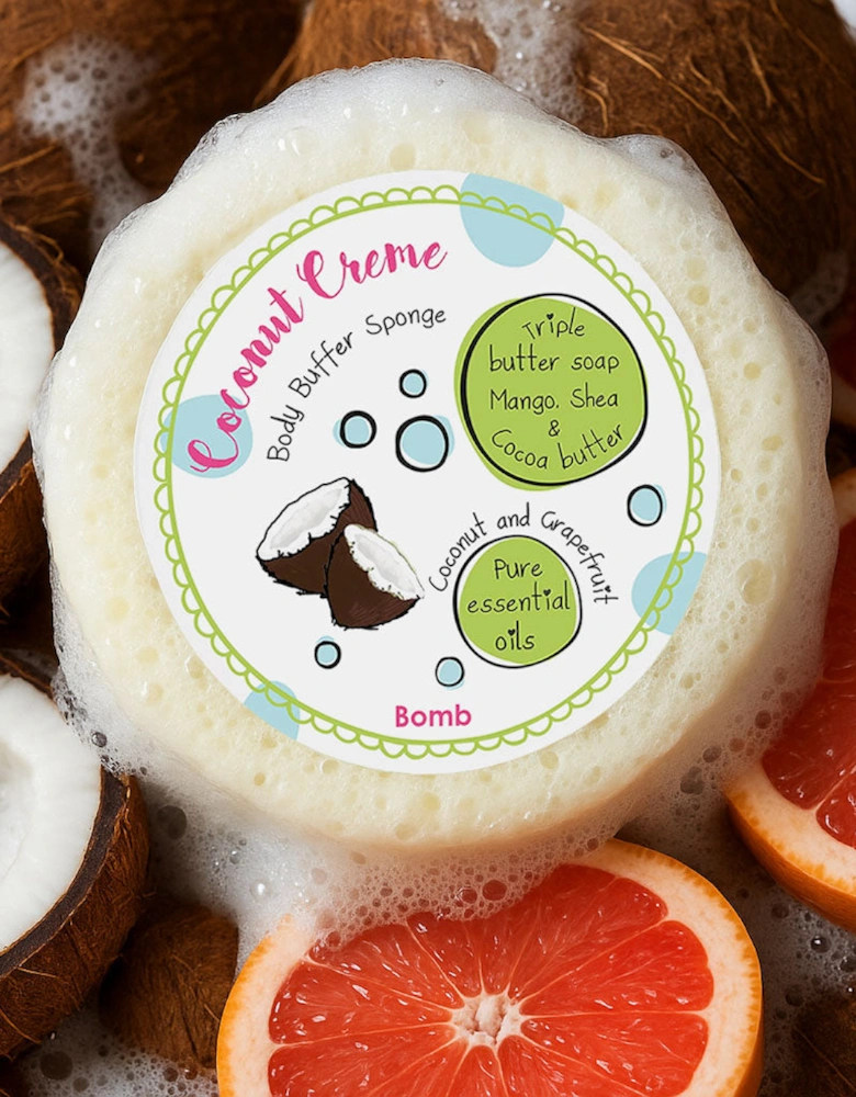 Coconut Creme Body Buffer Soap Shower Sponge