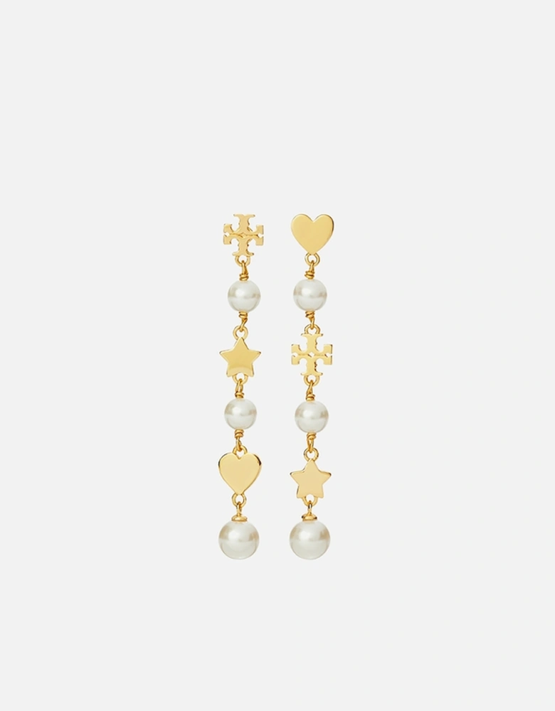 Kira Linear Pearl Gold-Tone Earrings
