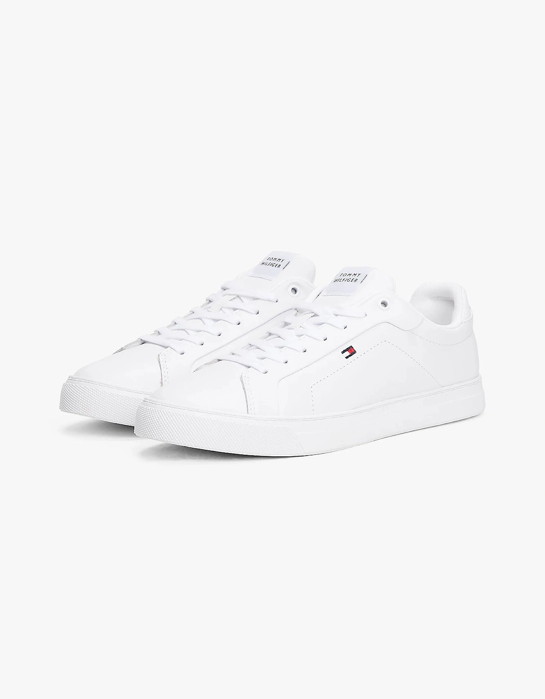 Tommy Hilfiger Men's White Icon Flag Court Leather Trainer - : 10.5