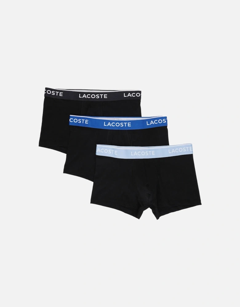 3 Pack Cotton Stretch Logo Trunks Black/Light Blue/Blue