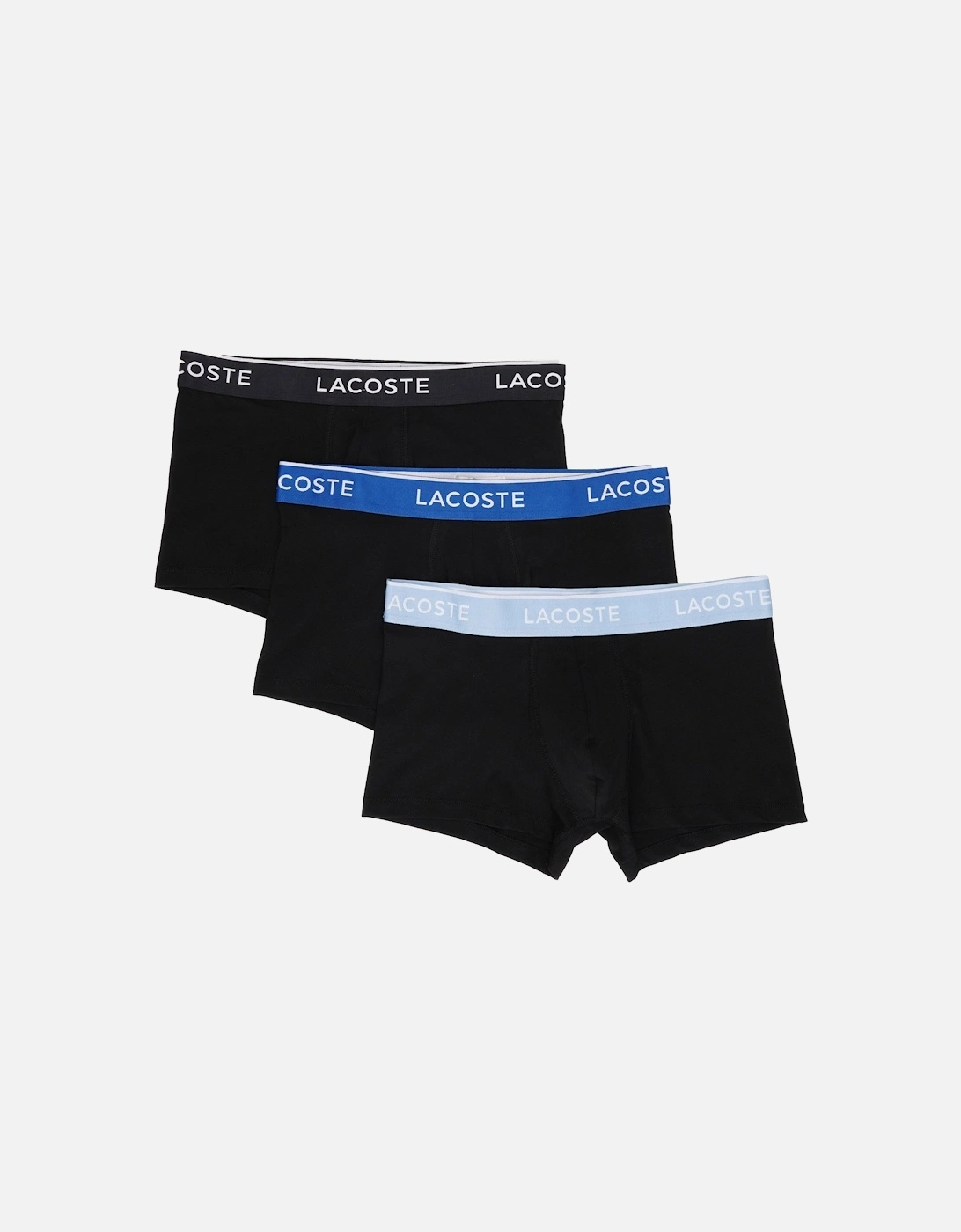 3 Pack Cotton Stretch Logo Trunks Black/Light Blue/Blue, 4 of 3