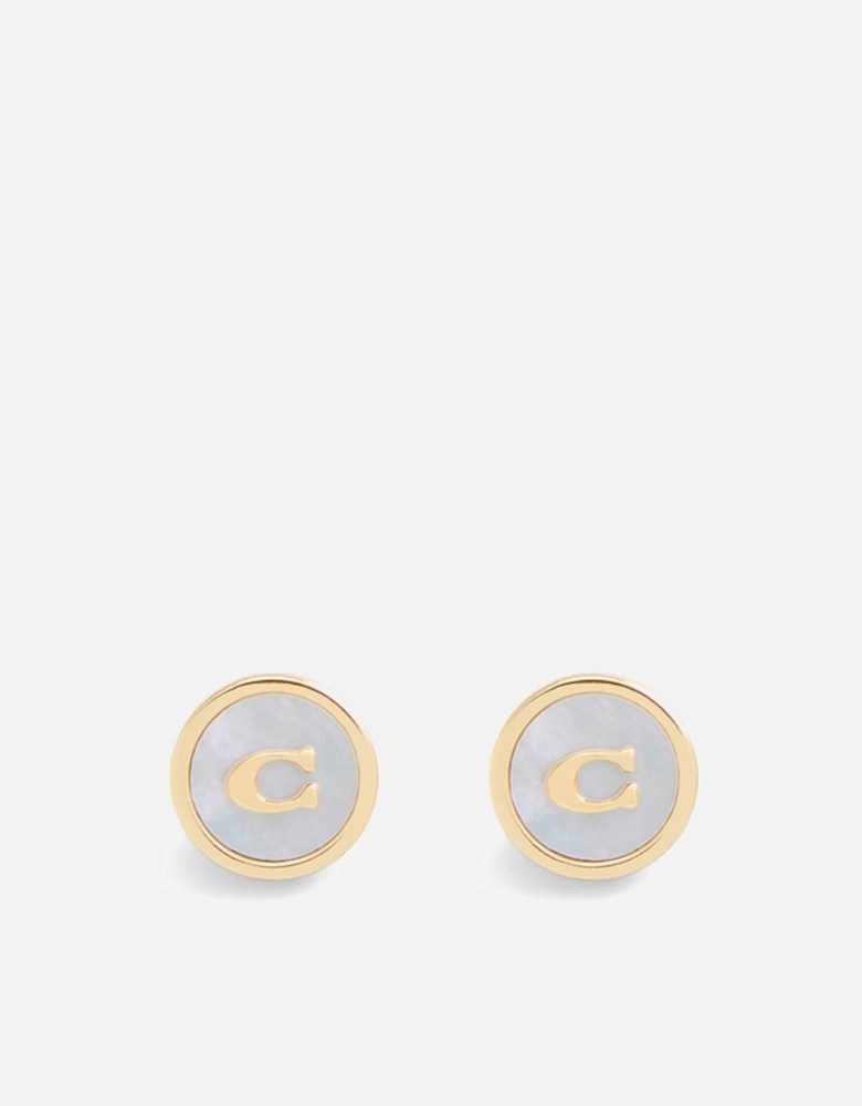 Mop Coin Gold-Tone Stud Earrings