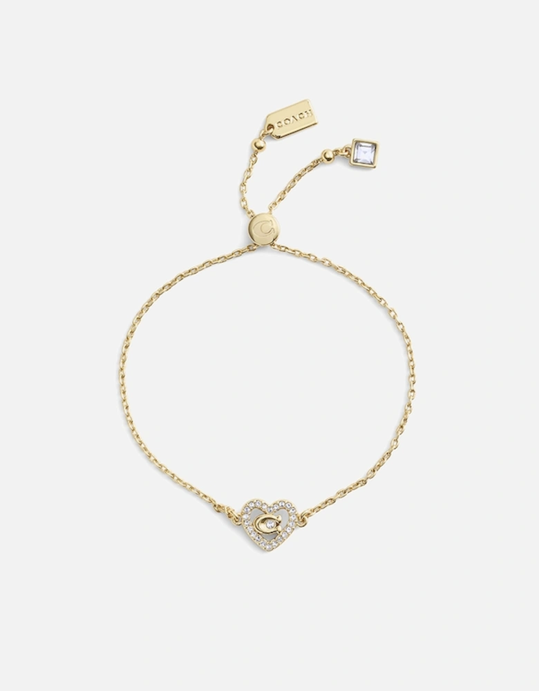 Pavé Heart Gold-Toned Slider Bracelet