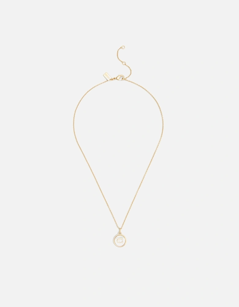 Mop Coin Short Gold-Tone Pendant Necklace