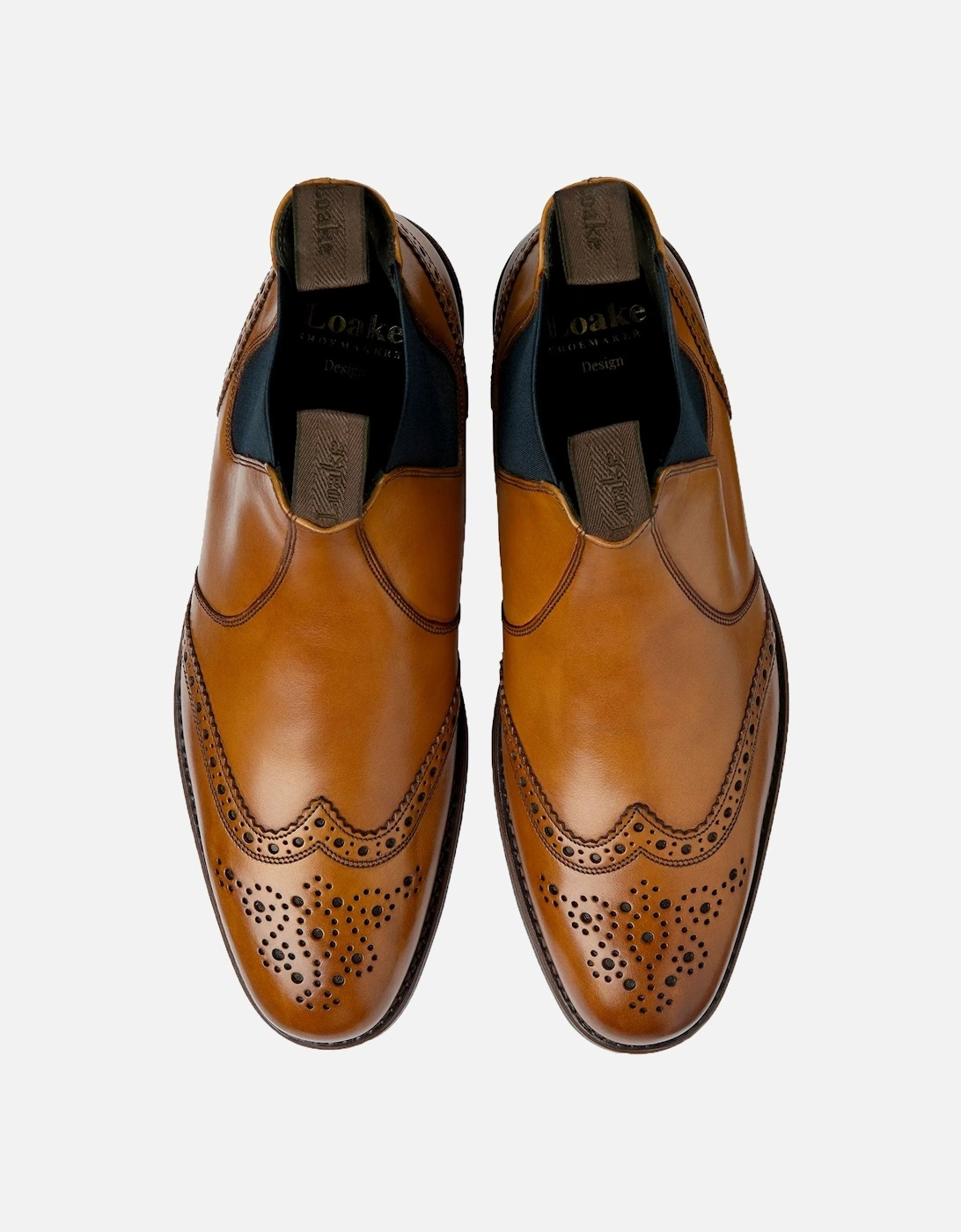 Hoskins T Calf Brogue Chelsea Boot Tan
