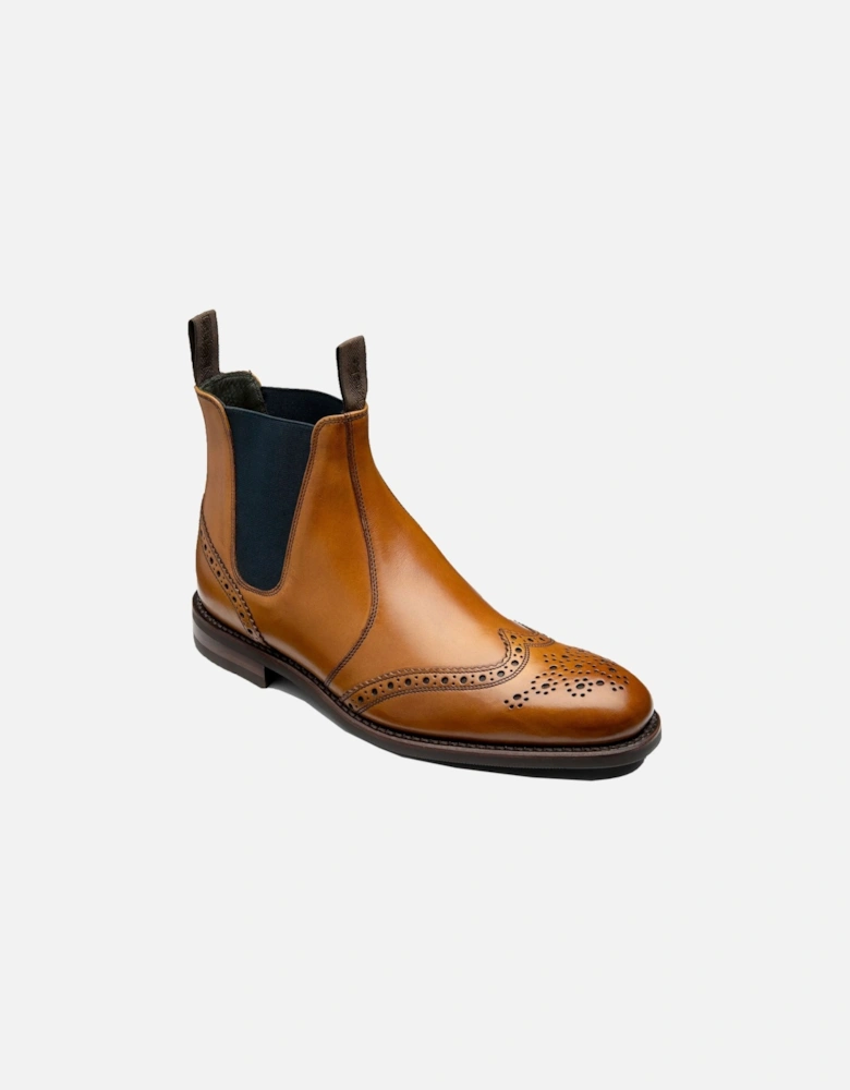 Hoskins T Calf Brogue Chelsea Boot Tan