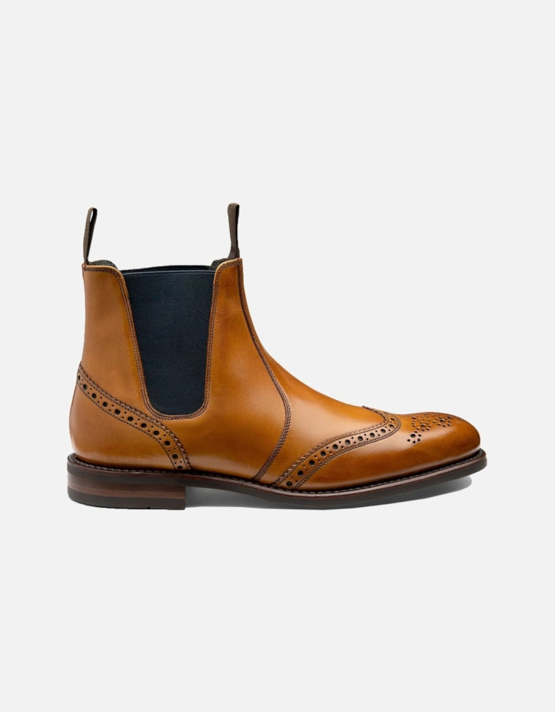 Hoskins T Calf Brogue Chelsea Boot Tan