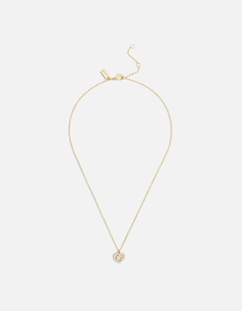 Signature C Pavé Gold-Toned Heart Pendant Necklace