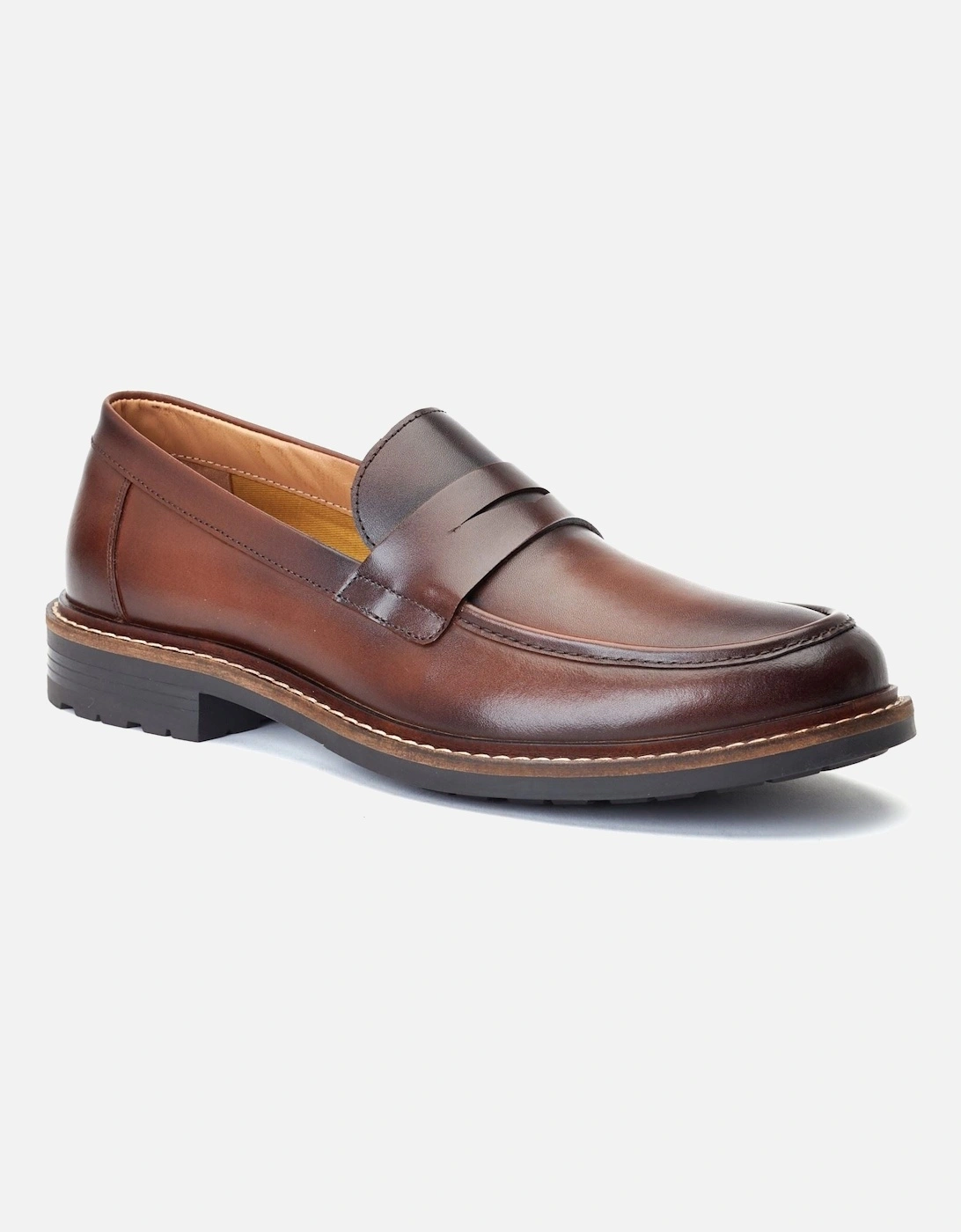 London Ivey Leather Men's Burnt Brown Loafers, 7 of 6