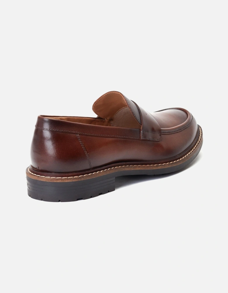 London Ivey Leather Men's Burnt Brown Loafers