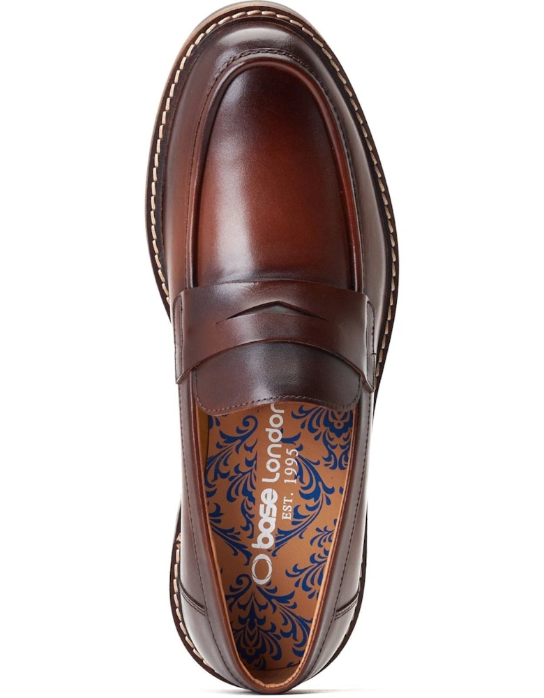 London Ivey Leather Men's Burnt Brown Loafers