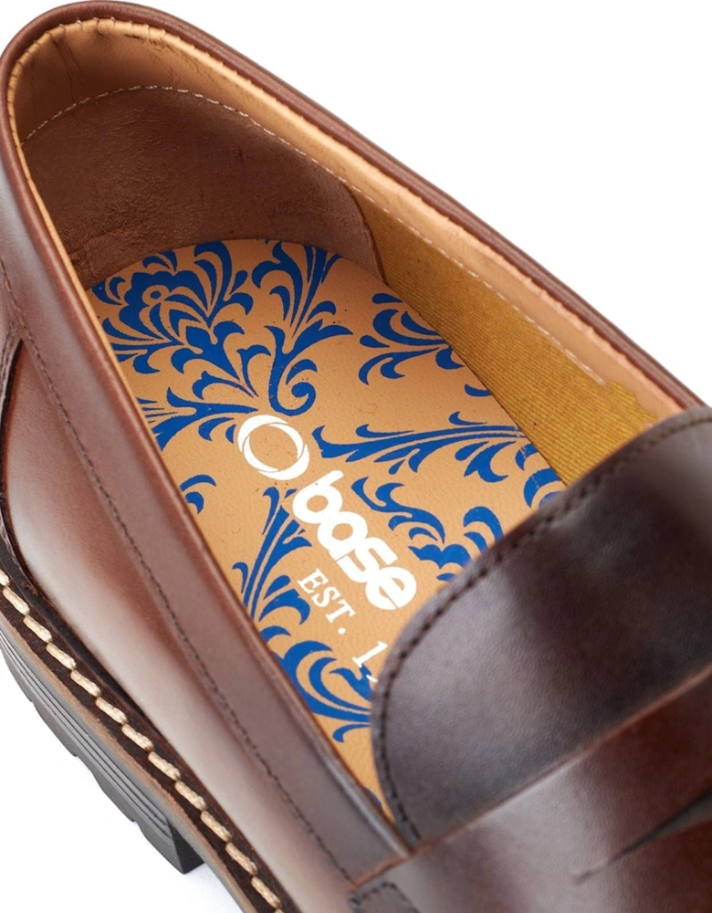 London Ivey Leather Men's Burnt Brown Loafers