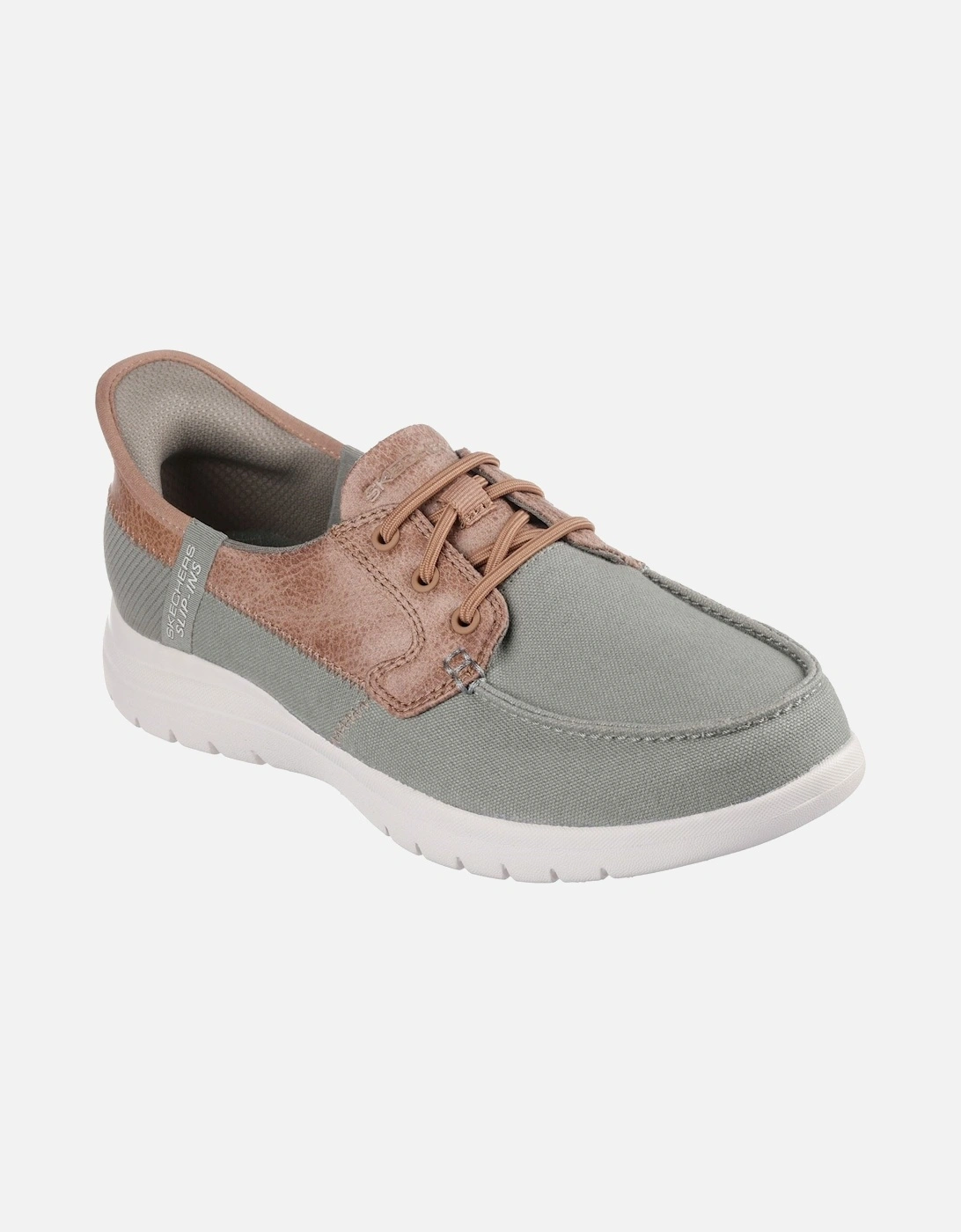 On-the-GO Flex - Palmilla Canvas/Faux Leather Women's Olive Boat Shoes, 3 of 2