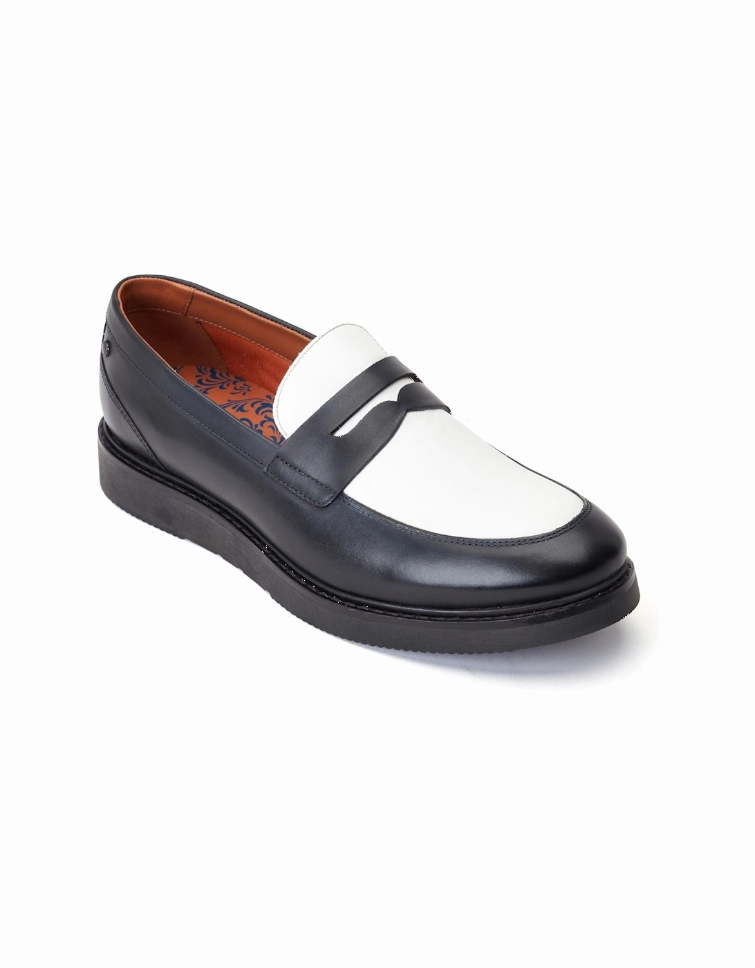 London Sid Leather Men's Black/White Loafers, 7 of 6