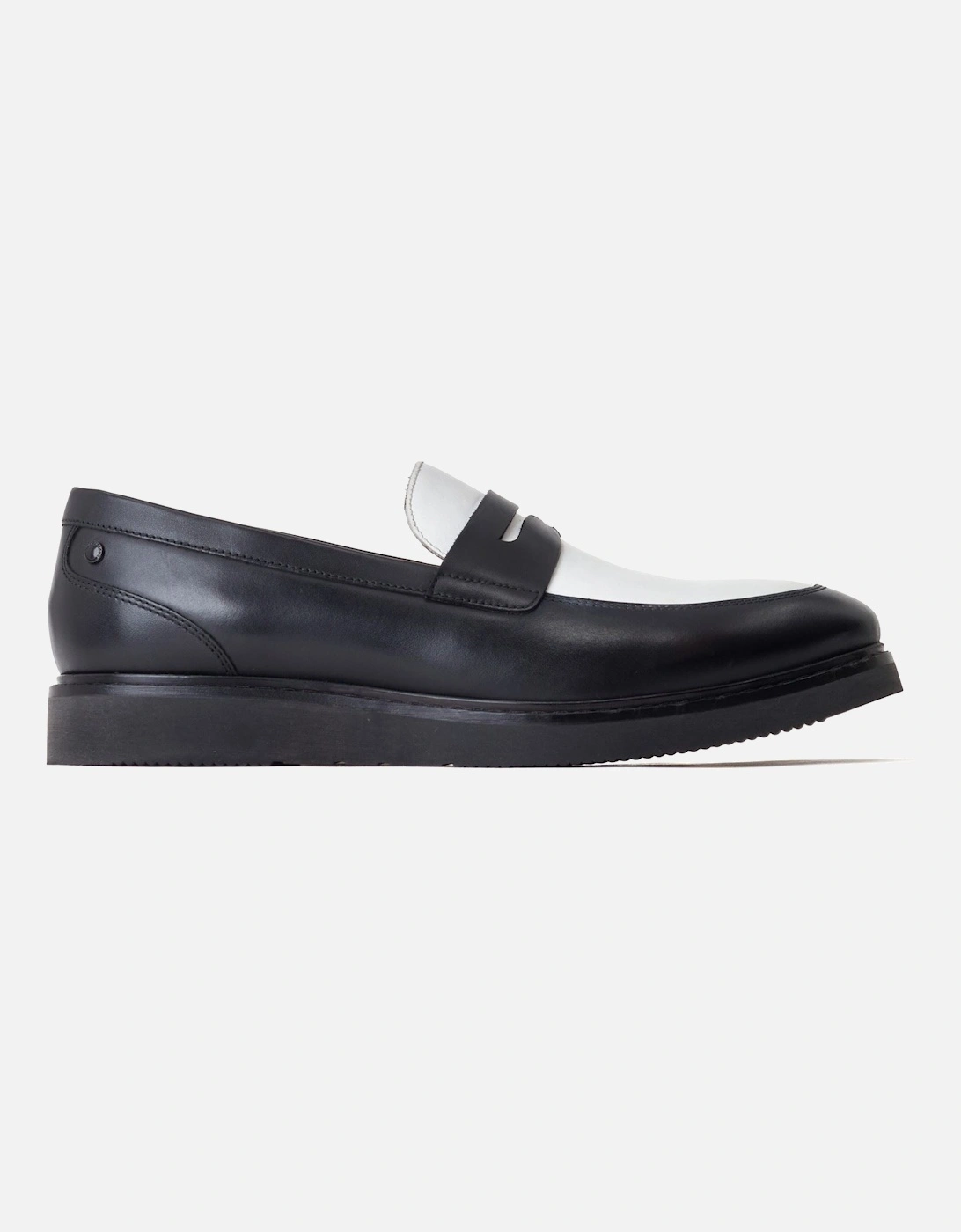 London Sid Leather Men's Black/White Loafers