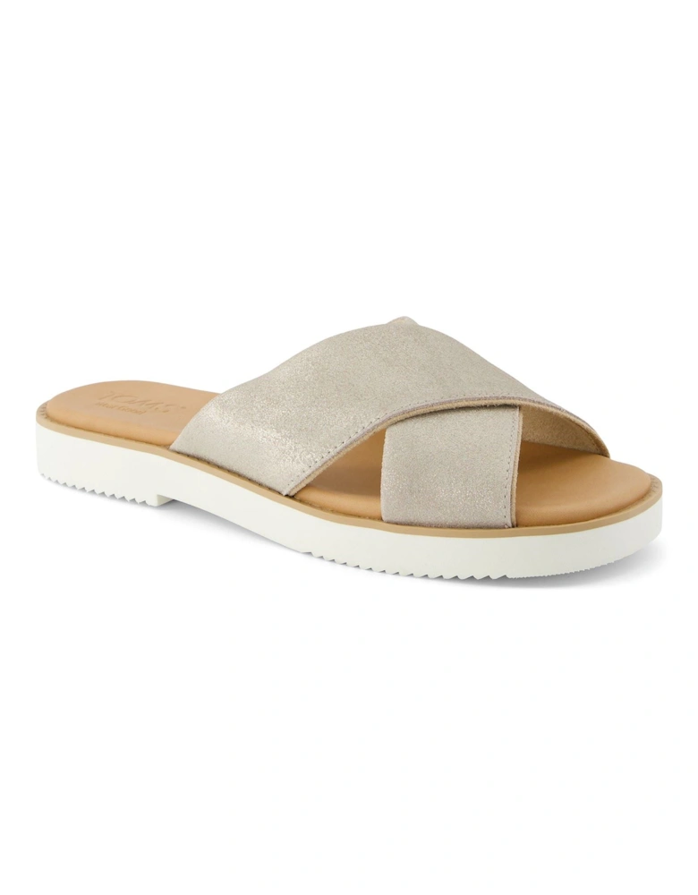 Mae Crossover Leather Women's Champagne Sandals