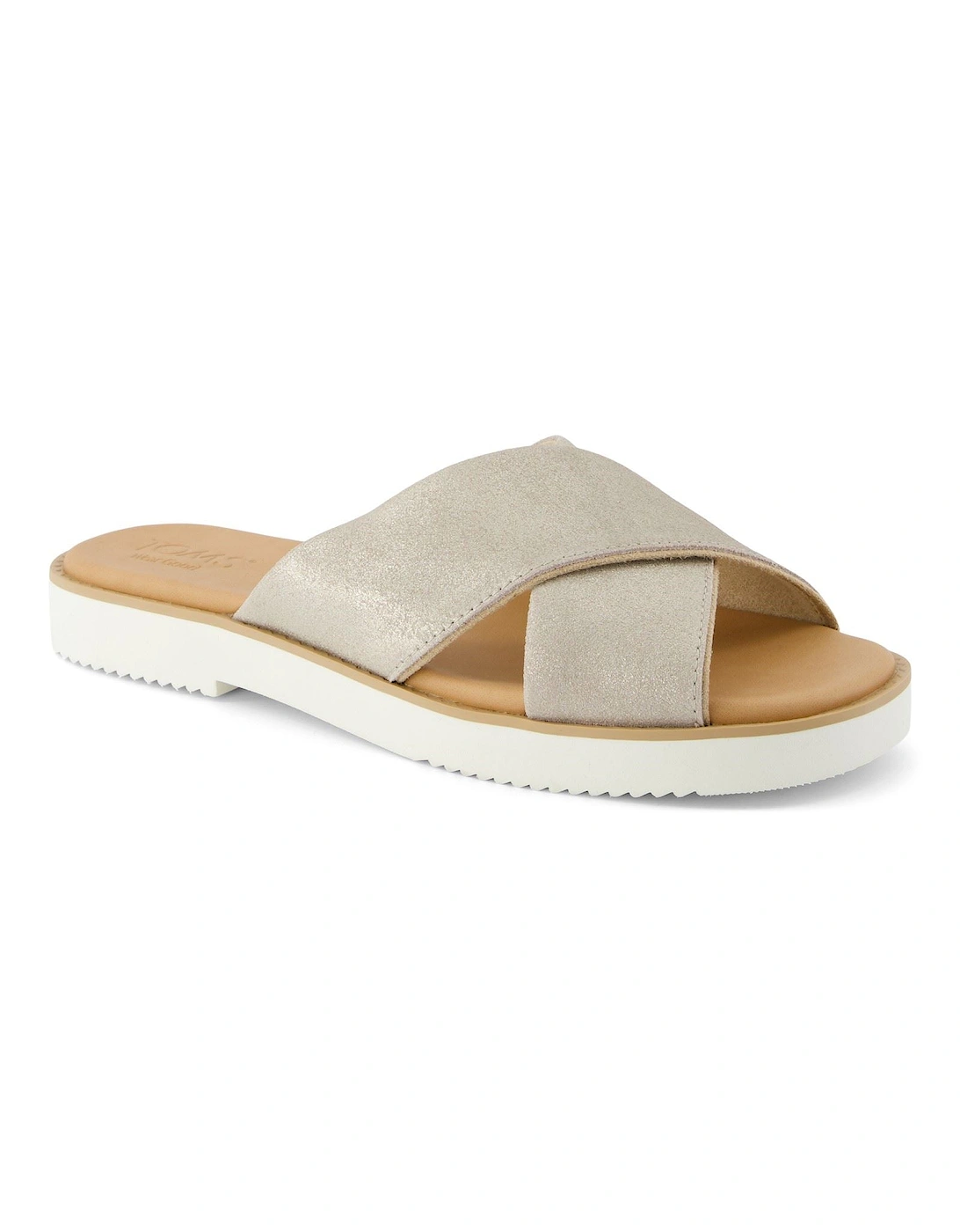 Mae Crossover Leather Women's Champagne Sandals, 6 of 5