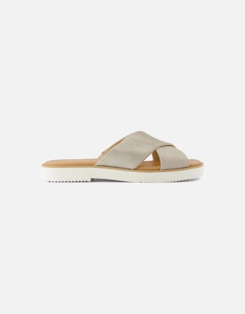 Mae Crossover Leather Women's Champagne Sandals
